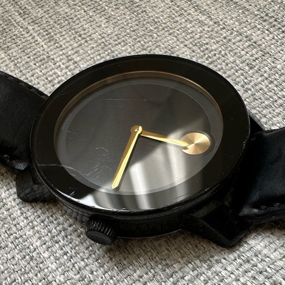 Movado Bold - Authentic- Black Genuine Leather Strap - Picture 9 of 9